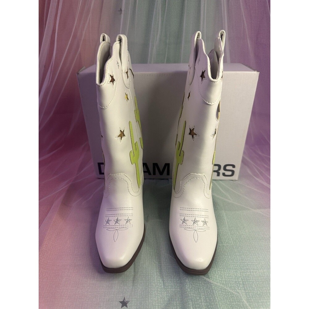 Dream Pairs Girls  KKUMMB2501 White Western Cowboy Boots Star Cactus  US 13